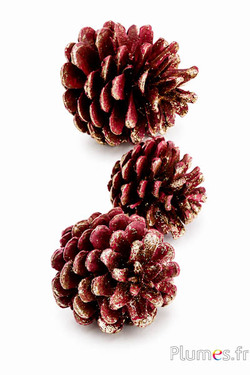 Dekorativer Tannenzapfen - 6-7 cm - rot-gold